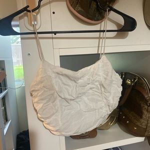 Cute White Ruffled Cropped Tank Top